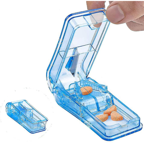 Pill Cutter, Portable Tablet Cutter With Blade For Small Pills Large Pills Cut In Half Quarter, 2-in-1 Tablet Cutter Pill Splitter With Case