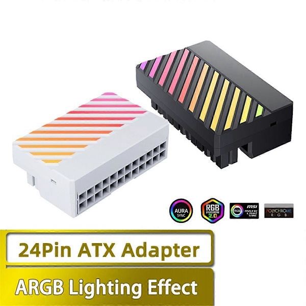 ATX 24Pin ARGB -sovitin 90-muunnin 24PIN RGB -virtajohtosovitin 24PlN-emolevyn virtalähteelle