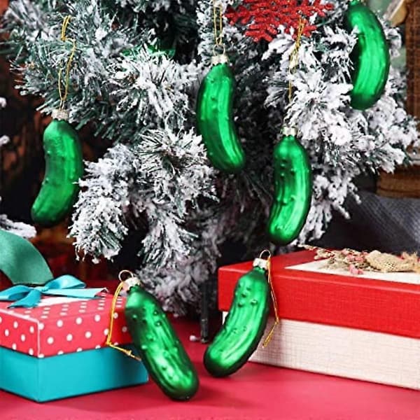 Julgranspynt Julgurka Ornament, 9 Dekorativa Julgurkor