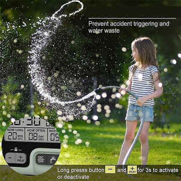 Digital sprinkler-timer, programmerbar vann-timer for hageslange, automatisk og manuell vanningskontroll