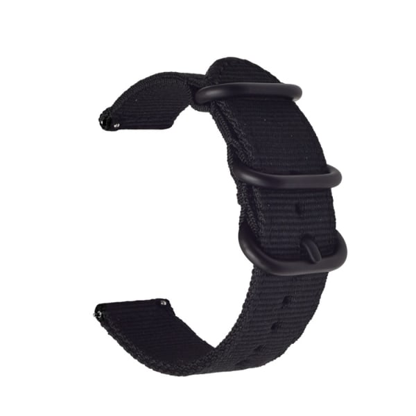 20 mm justerbar, fortykket lerret nylon erstatningsstropp svart håndleddsstropp