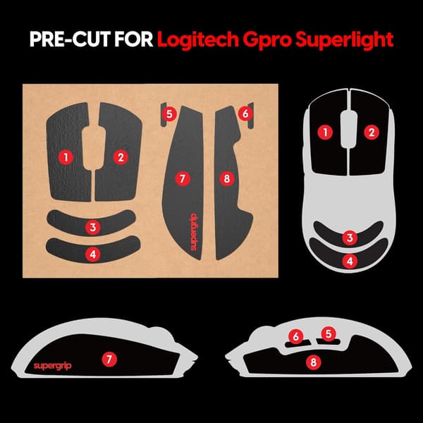 Improved Grip Stickers for Logitech G604 - Dark Grey