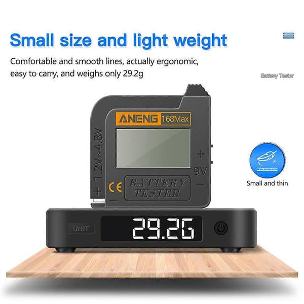 ANENG 168Max Digital Lithium Batterikapacitetstester Universal test Kontrolleret belastningsanalysator Display Check AAA AA Knapcelle