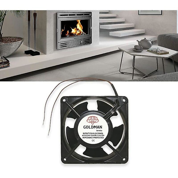 Højtemperatur Axial Blæser Til Pejs - Indsættelig, Metalblade, Lydløs, Universal (120 X 120 X 38mm)