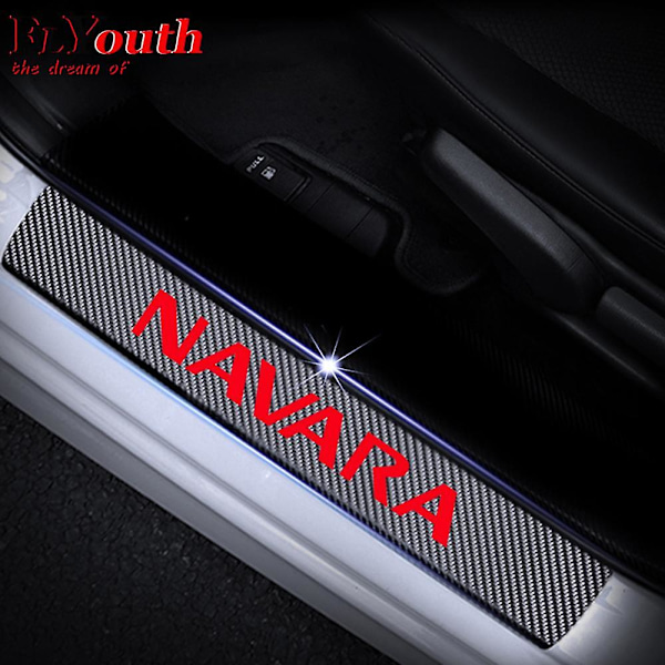 Auton ovien suojakalvot Nissan Navaralle - Ovien kynnyslistat Tervetuloa-polkimet Tarra 4d Hiilikuitu Vinyl Tarra Auton Muotoilu 4kpl väri:Valkoinen