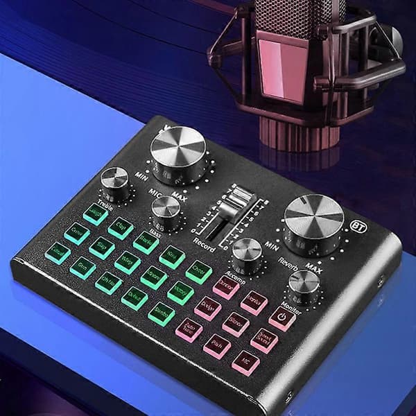 V8 Plug Lydkort til Livestreaming Stemmeskifter Lydkort med Flere Lydeffekter, Audio Mi