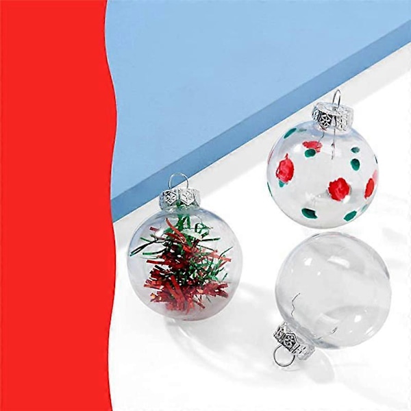 24 kpl Kirkkaita Muovisia Täytettäviä Joulupalloja 8cm DIY Joulukuusen Koriste Askartelu