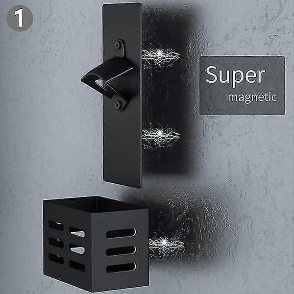 Magnetisk Flasköppnare med Samlingsbehållare - Väggmonterad