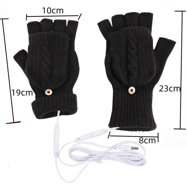 USB dubbelsidiga värmehandskar för män och kvinnor Vinter- och höststickade Flip Twist-handskar