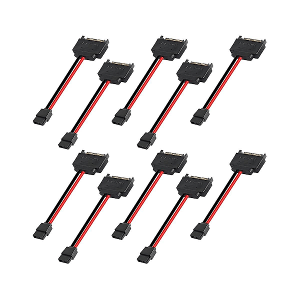 10 st SATA 15-stifts hane till 6-stifts SATA-kabel SATA 15-stifts till 6-stifts strömadapterkabel för bärbar CDRO