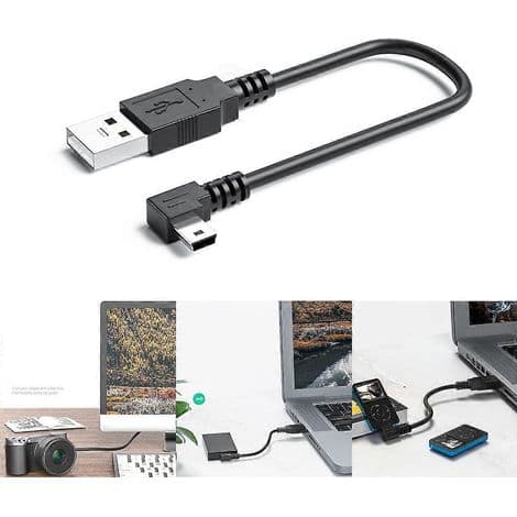 Universal USB til Mini USB-kabel til kameraer, smartphones og perifere enheder - 25 cm lige stik