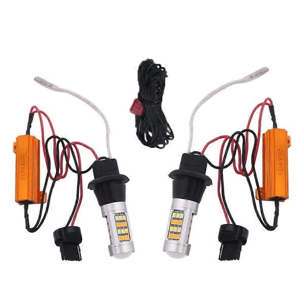 2 stk. 1156 2835SMD 42LEDs Bil Dual Switchback DRL Bakgear Blinklys