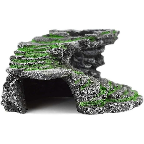 Skildpadde Solrampe Platform Reptil Skjul Habitat (Sort)