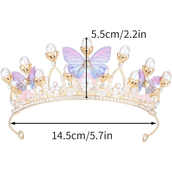 Piger og kvinder krystal tiara sommerfugl blomst perle rhinsten dronning brude kostume fødselsdagsgave