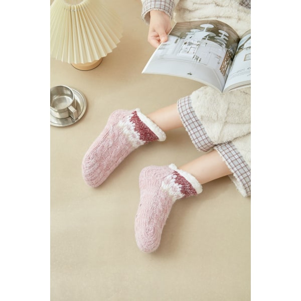 Søte sokker damers fluffy hjemmesokker varme sokker sklisikre tøfler tykke sokker vinterhytte sokker-jbk Hermès powder