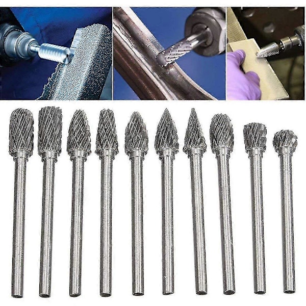 Rotary Burr Sæt Udskæringsværktøj Wolframcarbid Stål Solid Twist Bor Grinding Hoved Til Rotary Værktøj Træbearbejdning