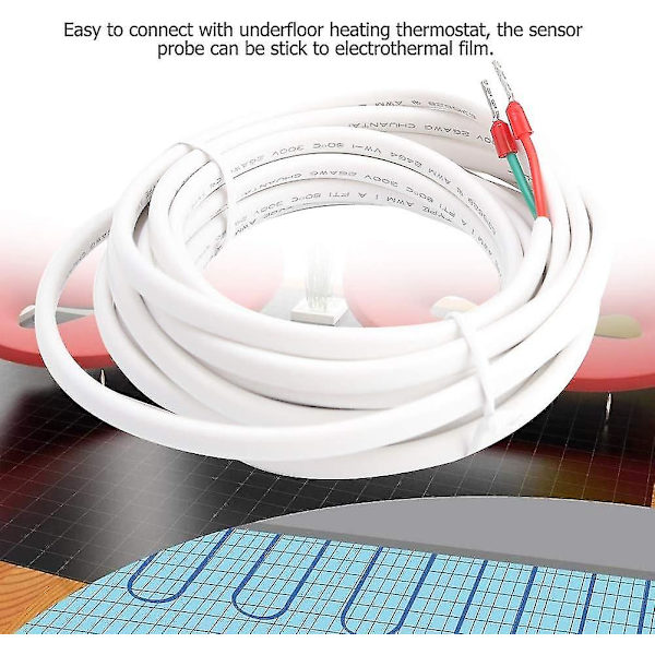 Golvtemperatursensor, golvvärmesensor temperaturprob, 3 meter golvtemperatursensor probkabel golvvärmetermostat Acc
