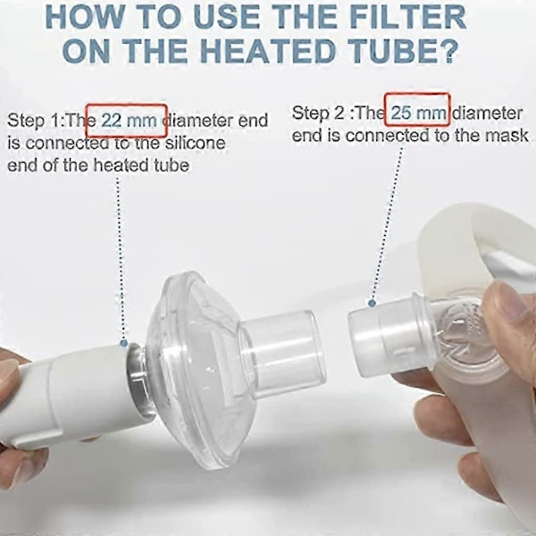 Inline CPAP-filtre, 6-pak CPAP-filtre til CPAP-maskiner, erstatningsfilter