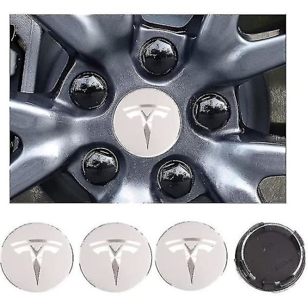 Tesla Model 3/x/s/y Navkapselskruvlock Navkapsel Dekorationslock Modifieringstillbehör Silver (FMY)