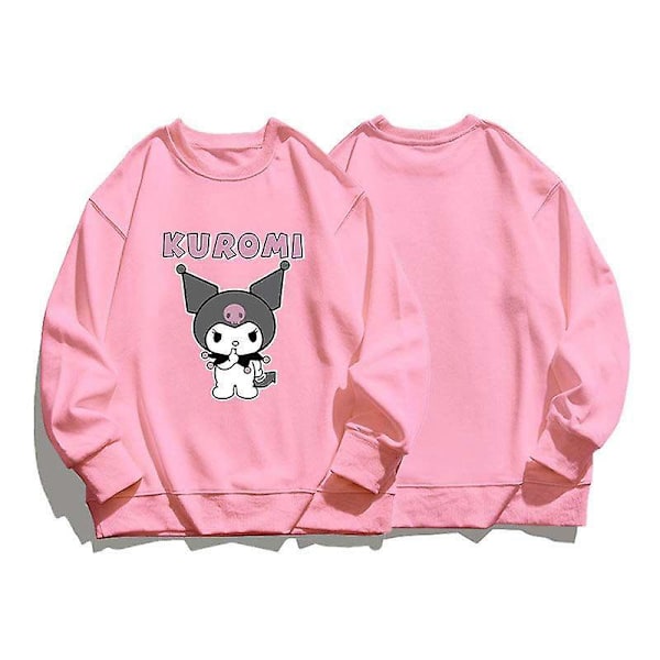 Kawaii Sanrio Kuromi Gensersweatshirt for Gutter og Jenter Langærmet Vår Høst Rundhals Topper Klær Barn Pullover Barnklær