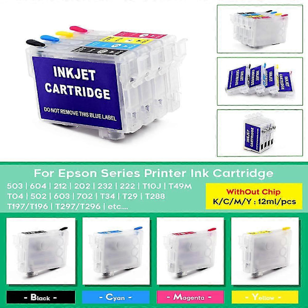 hg T604 604XL Täytettävä mustekasetti ilman sirua Epson XP-3200 XP-2200 XP-2205 XP-3205 XP-4200 4205 WF-2910 WF-2950 -tulostimille