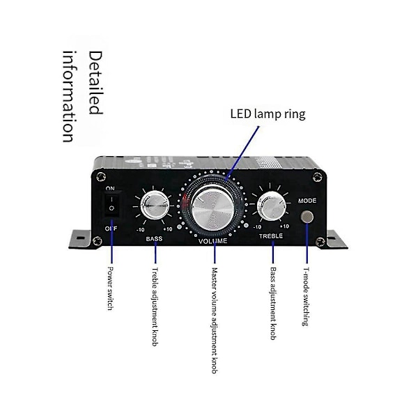 2-kanals 30w Bil Digital Power Bluetooth Lydforstærker 12v Hifi Stereo Mini Hjemmelydforstærker Til Bil Hjem