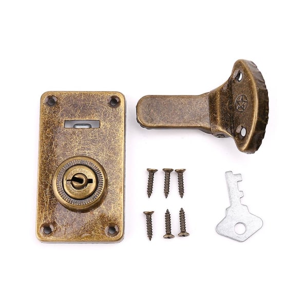 Bronze Tone Läder resväska Spänne Box Vintage Metal Lock Antik Toggle Hasp L