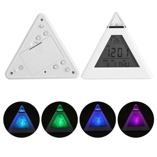 4-färgs LED-växlande digital väckarklocka skrivbordsgadget digital termometer nattlysande kub LCD-klocka