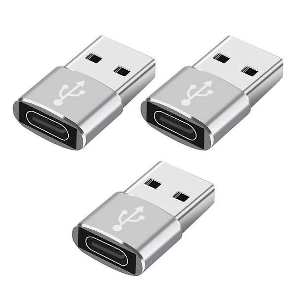 3 stk USB-C til USB-adapter USB 3.0 til USB-C-konverter for telefon, nettbrett og bærbar PC