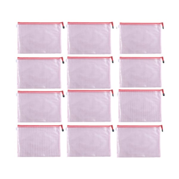 A4 document bags plastic pockets 12-pack Red