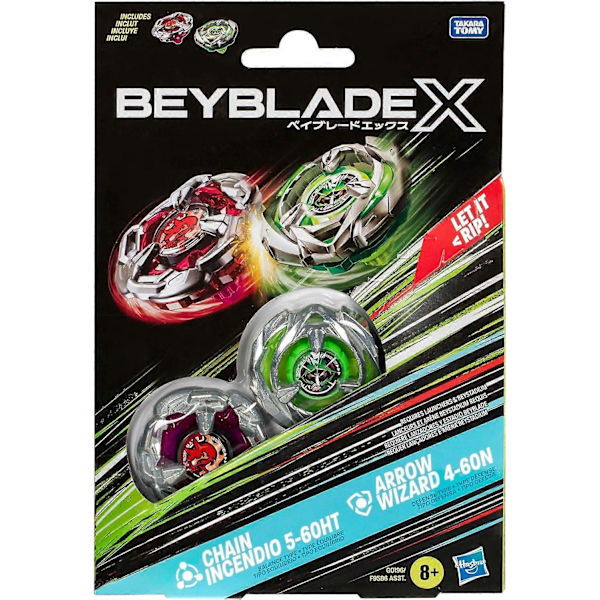 Beyblade X Kaksoispaketti Chain Incendio 5-60HT Balance & Arrow Wizard 4-60N (Puolustus
