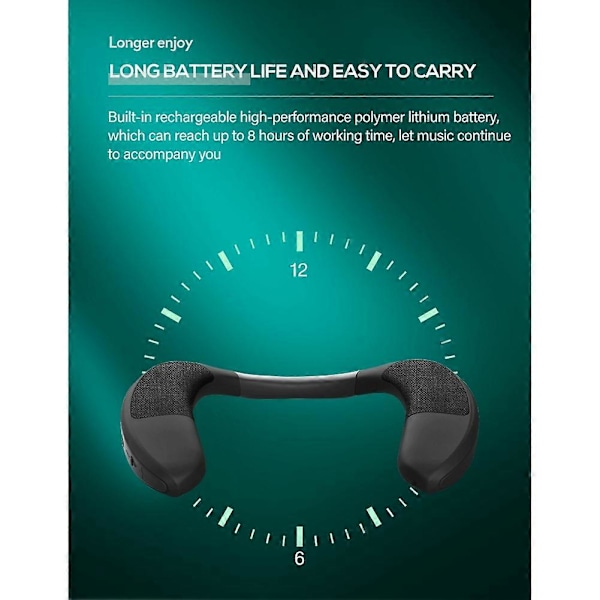 Trådlös Bluetooth-halshögtalare Bärbar Wearable Surround med Mikrofon Bas HIFI Halsband Högtalare