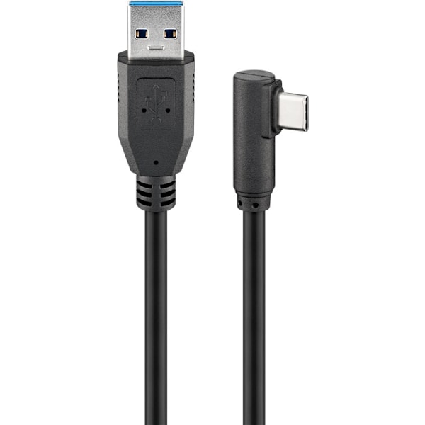 USB-C™–USB-A-kaapeli 90°, 0,5 m, musta