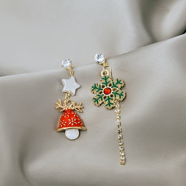 Asymmetric Christmas Earrings S925 Silver MultiColor