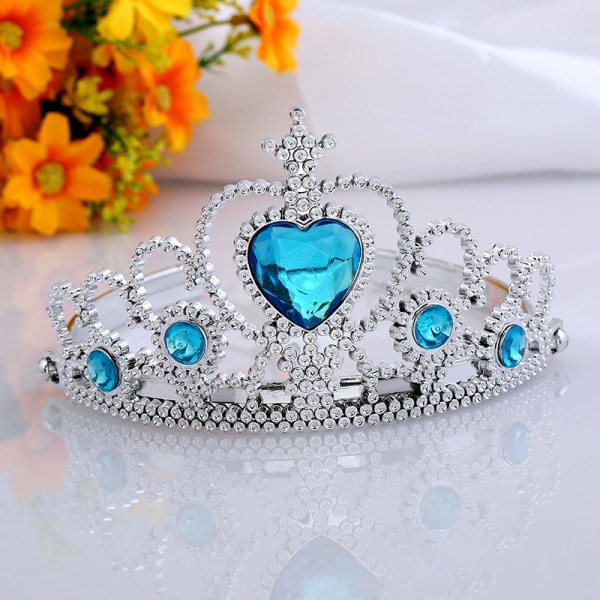 1 stk Princess Tiara Crown Dress Up Tiara Girls Dress Up Festtilbehør blue
