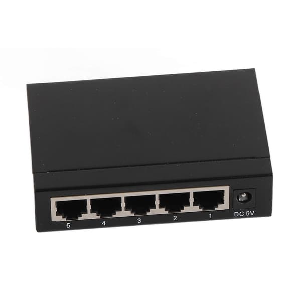 5 Port 10/100Mbps Ethernet Switch Plug and Play Uadministrert Hjemmenettverk Switch Hub Kontor Ethernet Splitter 100?240V EU Plugg