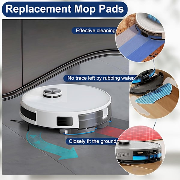 Replacement Mop Cloths Compatible with Lefant M1/M2/M2 Pro/M2S/M2S Pro Robot Vacuum Cleaner, 6-pack
