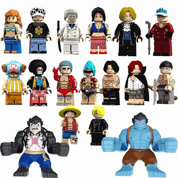 17 stk. One Piece Actionfigurer Byggeklodssæt 1,77/3,14 tommer Samleobjekter Anime One Piece Actionfigurer Byggesæt