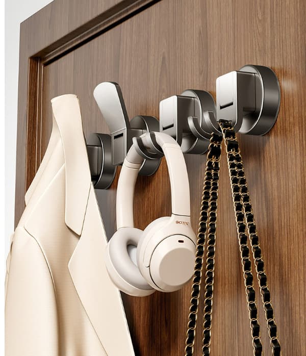 2-pack Over-the-Door Hooks, Heavy-Duty Self-Adhesive Hooks, No-Drill Door Hanger Model 2