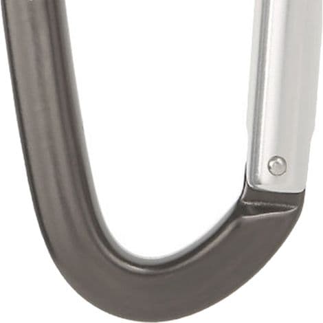 Klättersäkerhetskarbinhake, aluminiumlegering, D-formad, för hängmatta och nyckelring, grå kropp, silverfärgad skaft, snabbkoppling