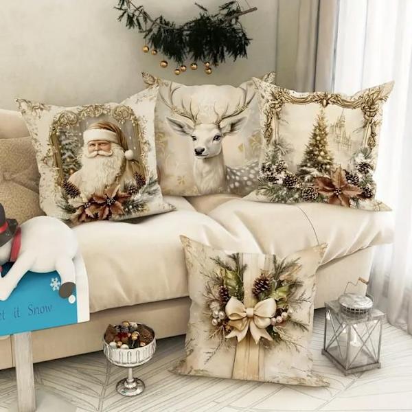 Kuddfodral - Vinter/Jul - 45x45cm - Enkelsidigt tryck - Vardagsrum/Sovrum