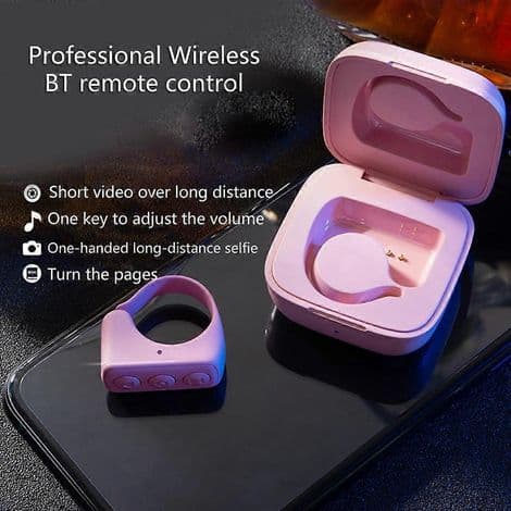 TikTok-kompatibel Bluetooth-ringfjernbetjening - Videocontroller til sidescrolling - D01PRO 2. generation Pink