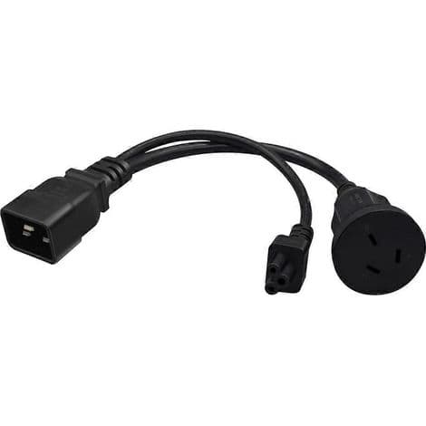 IEC320-C20 han til IEC320-C5 hun strømomformer kabel + AU, sort, 10A