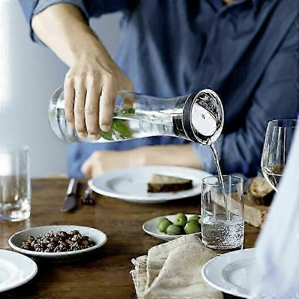 Vandkande 1,8l Høj Borosilikat Glasflaske Basic Vipbar Låg Lukning Kande