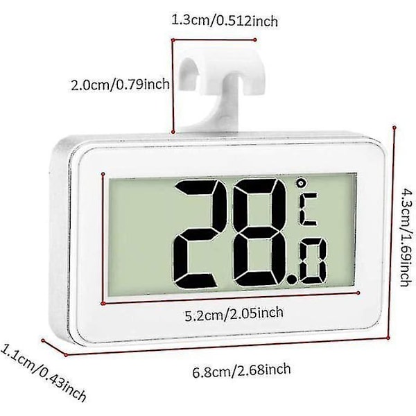 3x Kjøleskapstermometer Digitalt Termometer Frysertermometer Kjøleskap Rom Vanntett Frysertermometer Med LCD-Skjerm Med Henger Kompatibel T