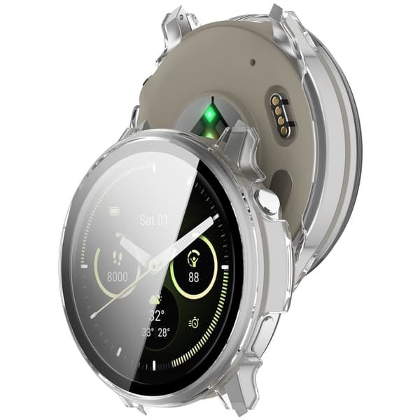 Clear PC Case with Tempered Glass Screen Protector Compatible with Garmin Venu 4 (45mm) - Full Protection