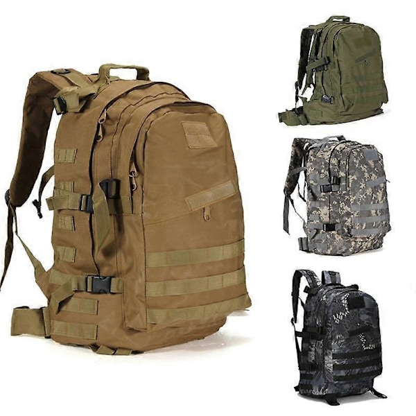 Herrar Militär Taktisk Ryggsäck Utomhus Sport 3D Ryggsäck För Vandring Camping Stor Kapacitet Ryggsäckar Reseryggsäck-FÄRG: Armégron