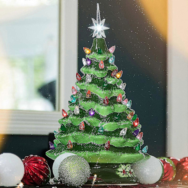 Keramisk Juletre Juletre LED Dekorasjon Keramisk Skrivebordsjuledekorasjon-ZZY