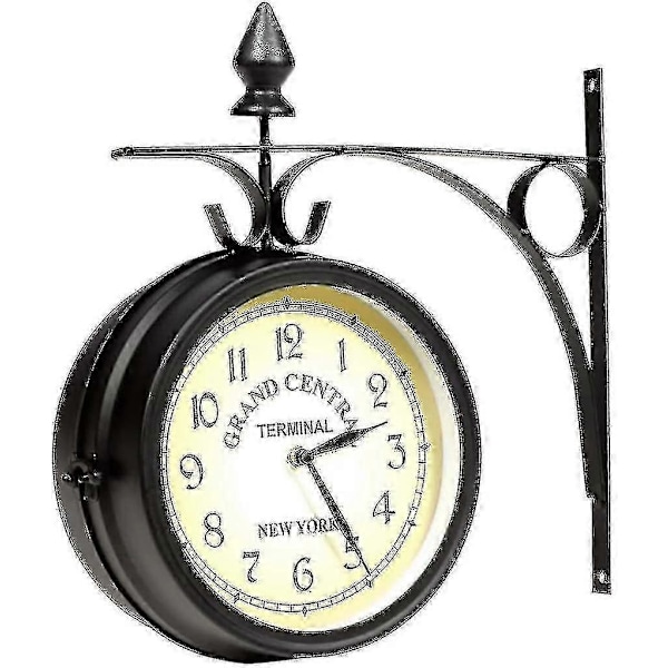 Væg ur smedejern haveur stationsur 2-sidet håndlavet Grand Central Terminal New York - JS