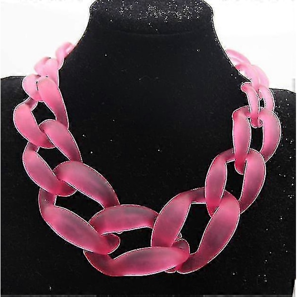 Vintage Resin Lackingone Akryyli Kaulus Paksu Choker Statement Rinnusketju Kaulakoru Ripukset - VÄRI: vaaleanpunainen